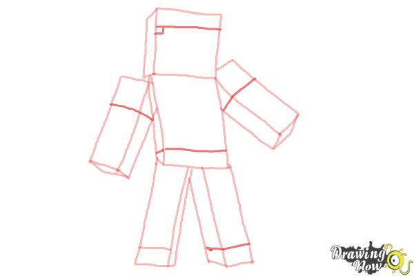 How to Draw Diamond Steve from Minecraft - Step 7