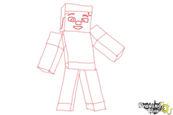 How to Draw Diamond Steve from Minecraft - Step 8