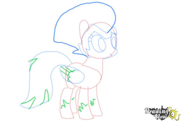 How to Draw Rainbow Dash, Zapp from Power Ponies - Step 7