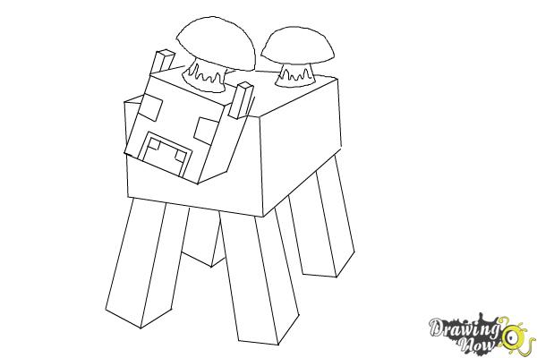 How to Draw a Mooshroom from Minecraft - Step 8 How to Draw a Mooshroom from Minecraft - Step 8