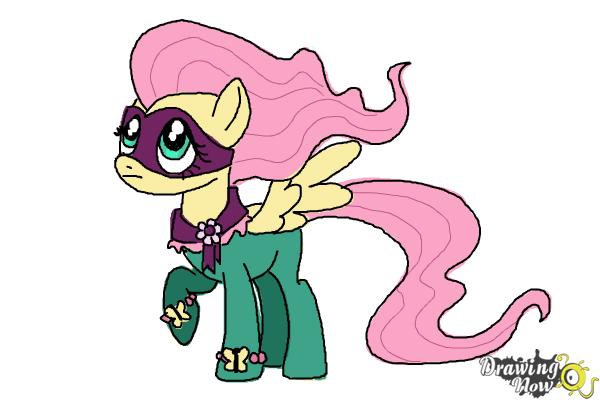 How to Draw Fluttershy, Saddle Rager from Power Ponies - Step 11
