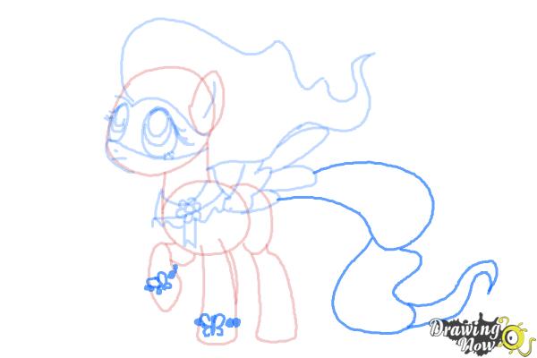 How to Draw Fluttershy, Saddle Rager from Power Ponies - Step 9