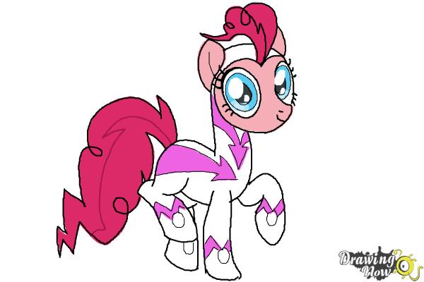 How to Draw Pinkie Pie, Filly-Second from Power Ponies - Step 10