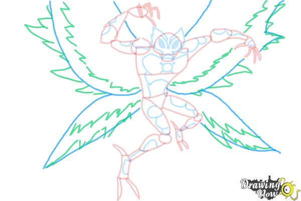 How to Draw Ultimate Big Chill from Ben 10 - Step 9 How to Draw Ultimate Big Chill from Ben 10 - Step 9