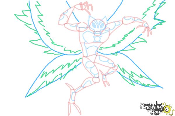 How to Draw Ultimate Big Chill from Ben 10 - Step 9