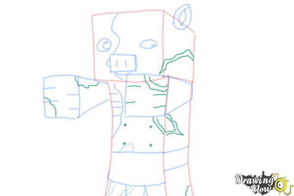 How to Draw Zombie Pigmen from Minecraft - Step 7