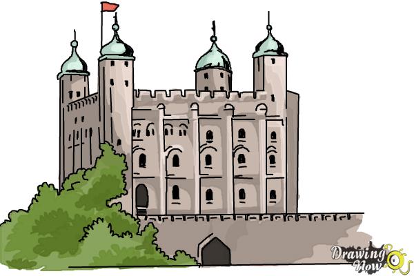 How to Draw The Tower Of London - Step 10