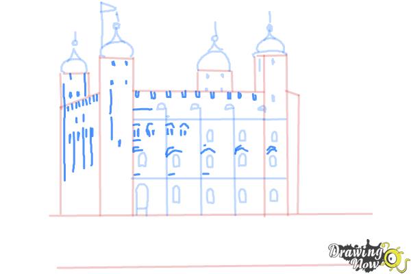 How to Draw The Tower Of London - Step 7