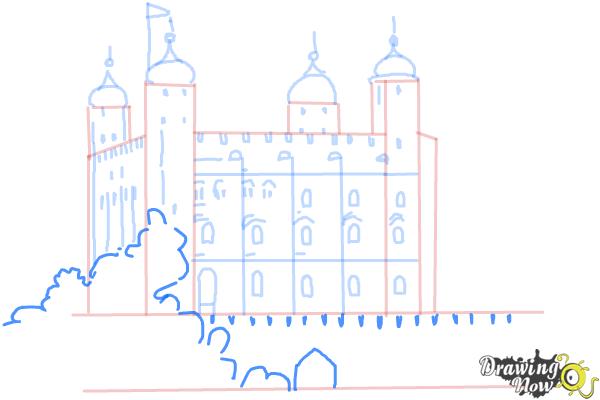 How to Draw The Tower Of London - Step 8