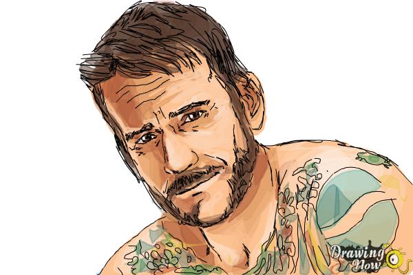 How to Draw Cm Punk - Step 9