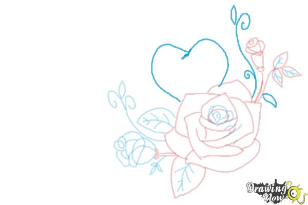 How to Draw Valentine Roses - Step 13