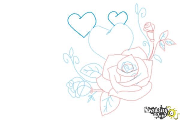 How to Draw Valentine Roses - Step 14
