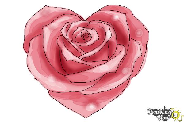 How to Draw a Heart Rose - Step 11