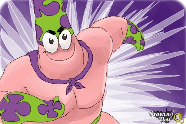 How to draw Patrick, Mr. Superawesomeness from SpongeBob: Sponge Out of Water - Step 11