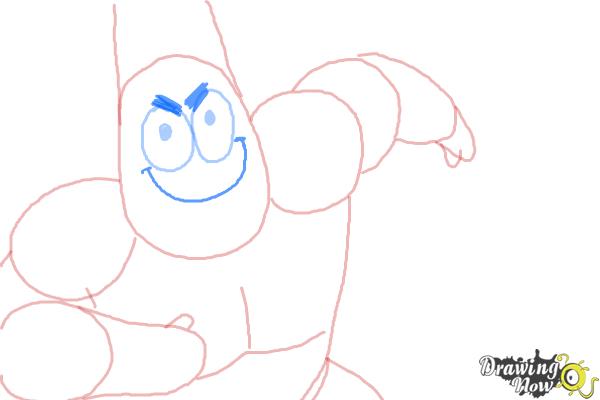 How to draw Patrick, Mr. Superawesomeness from SpongeBob: Sponge Out of Water - Step 6