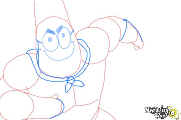 How to draw Patrick, Mr. Superawesomeness from SpongeBob: Sponge Out of Water - Step 7