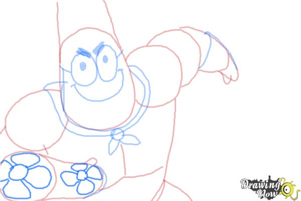 How to draw Patrick, Mr. Superawesomeness from SpongeBob: Sponge Out of Water - Step 8