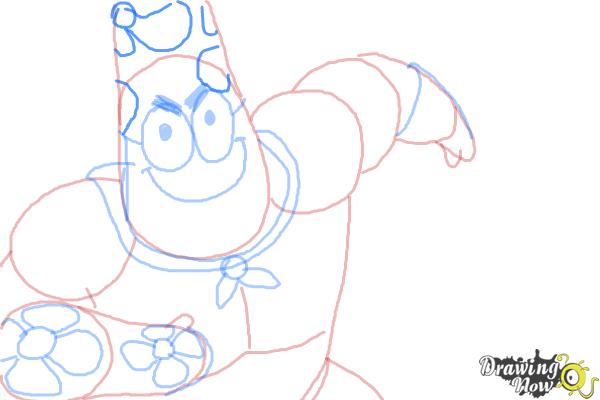How to draw Patrick, Mr. Superawesomeness from SpongeBob: Sponge Out of Water - Step 9