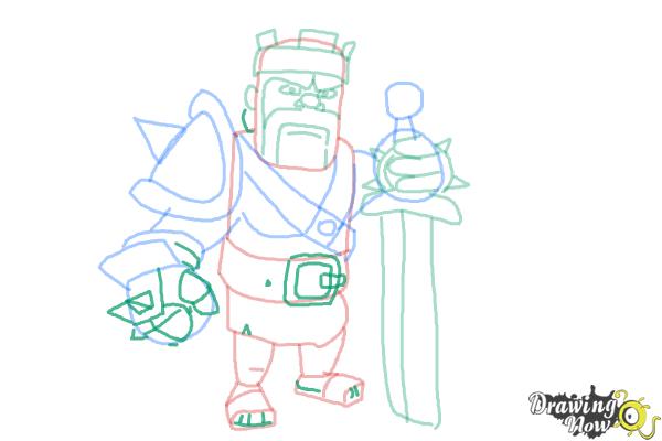 How to Draw Clash of Clans Barbarian King - Step 11