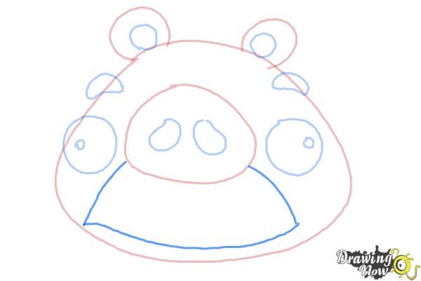 How to Draw Angry Birds Pig, Foreman Pig - Step 7