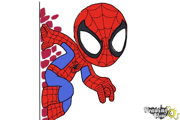 How to Draw Chibi Spiderman - Step 8