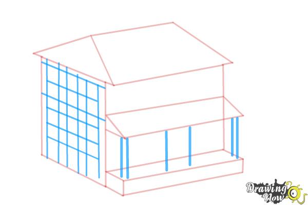 how to draw a 2 story house