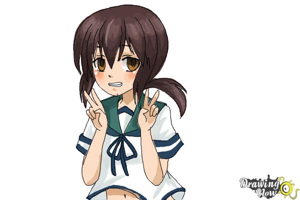 How to Draw Fubuki from Kantai Collection - Step 10