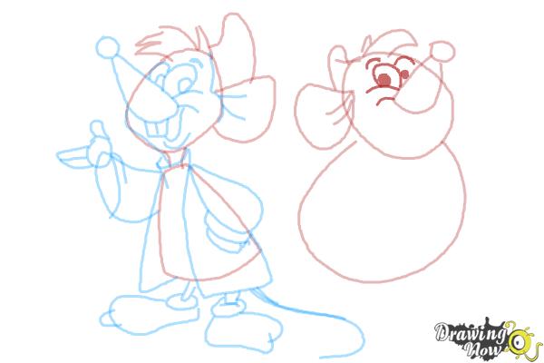 How to Draw Gus Gus and Jaq from Cinderella - Step 16