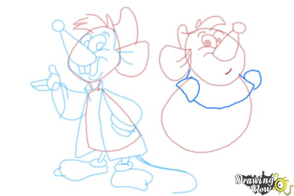 How to Draw Gus Gus and Jaq from Cinderella - Step 17