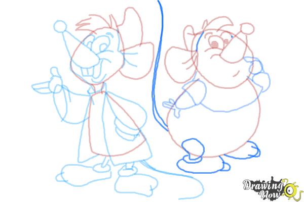 How to Draw Gus Gus and Jaq from Cinderella - Step 19