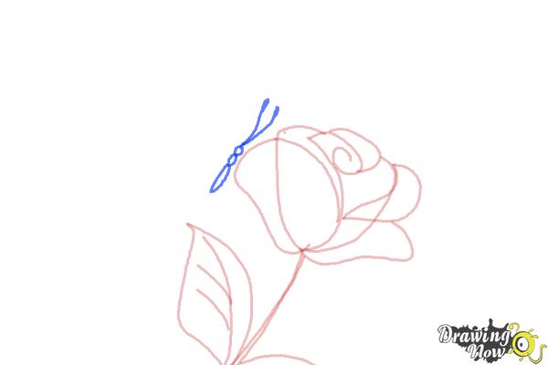 How to Draw a Butterfly On a Flower - Step 5 How to Draw a Butterfly On a Flower - Step 5
