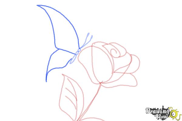 How to Draw a Butterfly On a Flower - Step 6