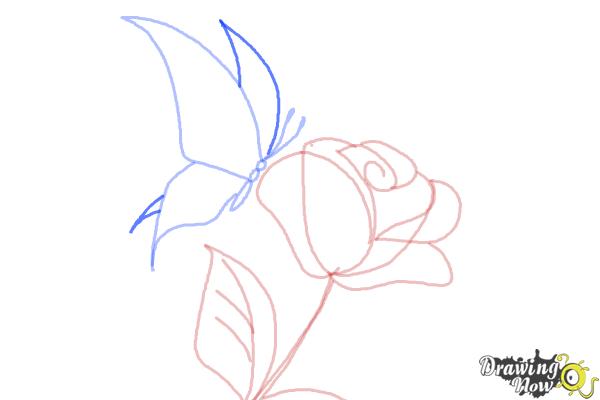 How to Draw a Butterfly On a Flower - Step 7