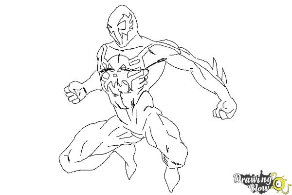 How to Draw Spiderman 2099 - Step 10