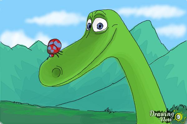 How to Draw Arlo From The Good Dinosaur - Step 10
