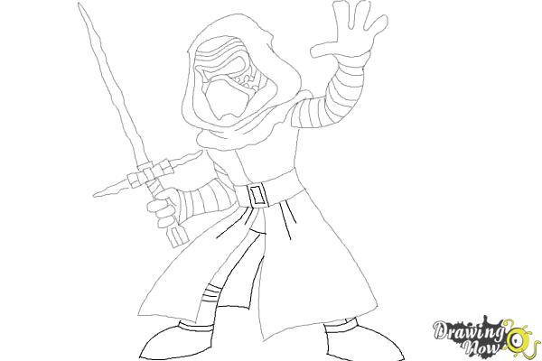 How to Draw Kylo Ren from Star Wars VII - Step 10