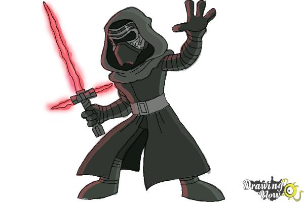 How to Draw Kylo Ren from Star Wars VII - Step 11