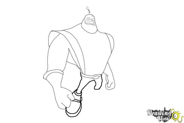 How to Draw Captain Qwark from the Movie Ratchet and Clank - Step 6