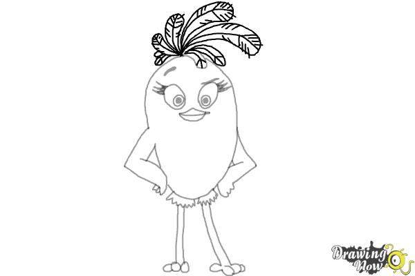 How to Draw Stella from The Angry Birds Movie - Step 8