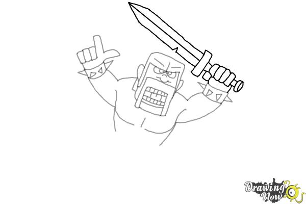 How to Draw The Barbarian From Clash Of Clans - Step 7