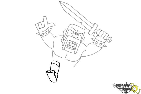 How to Draw The Barbarian From Clash Of Clans - Step 8