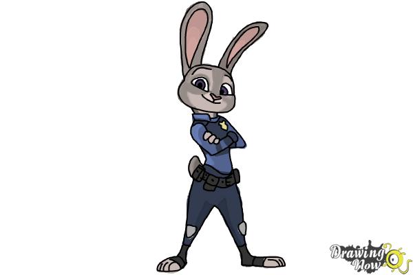 How to Draw Judy Hopps (The Bunny) From Zootopia - Step 10