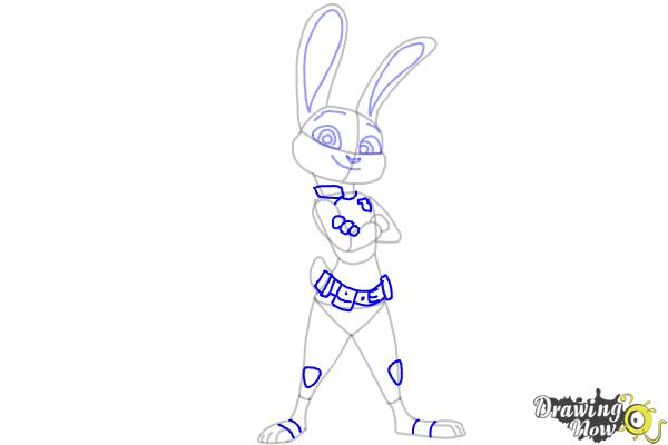 How to Draw Judy Hopps (The Bunny) From Zootopia - Step 8
