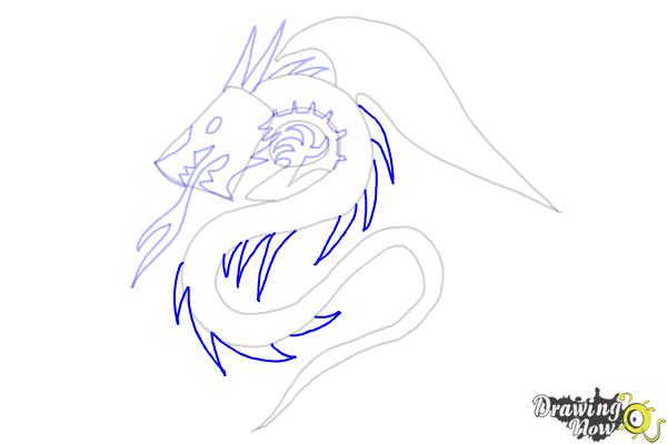 How to Draw a Dragon Tribal Tattoo - Step 7