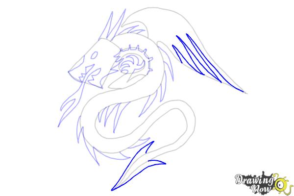 How to Draw a Dragon Tribal Tattoo - Step 8