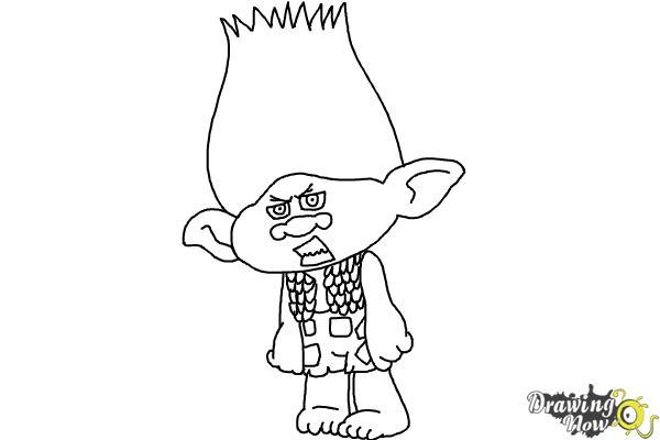 How to Draw Branch from Trolls Movie - Step 11 How to Draw Branch from Trolls Movie - Step 11