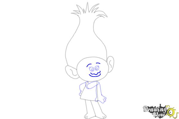 How to Draw Poppy from Trolls - Step 8