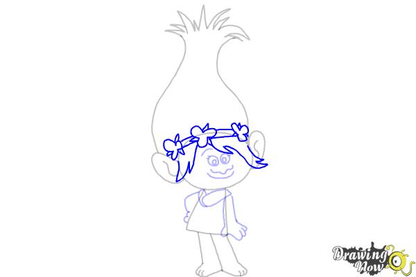 How to Draw Poppy from Trolls - Step 9