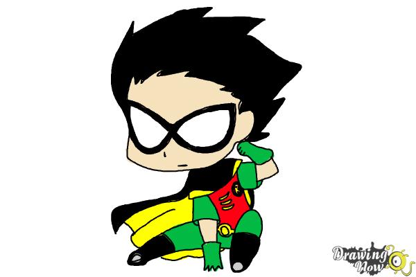 How to Draw Chibi Robin | Teen Titans - Step 10