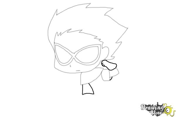 How to Draw Chibi Robin | Teen Titans - Step 6